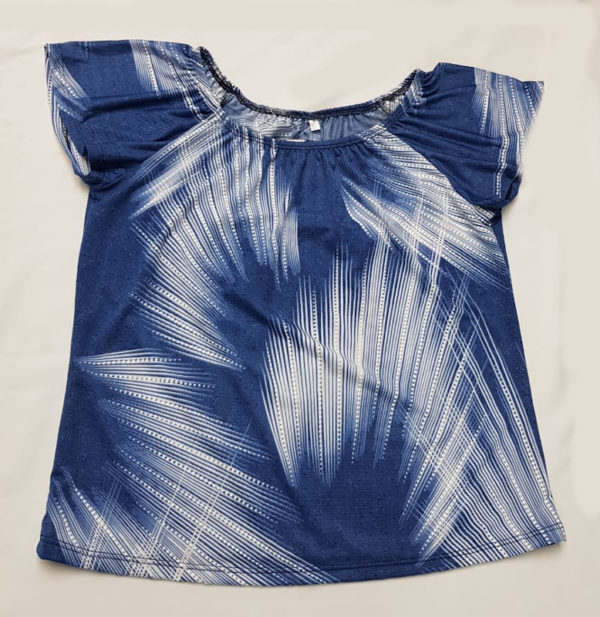 Blusa Flaca Azul Hojas