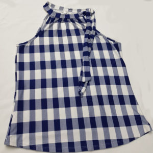 Blusa Cuadros Cuello Alto
