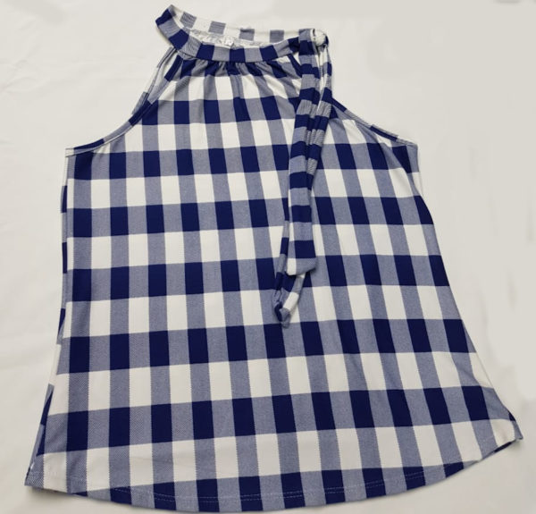 Blusa Cuadros Cuello Alto